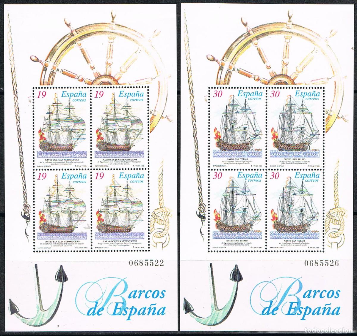 Timbres: EDIFIL 3352/3, BARCOS DE EPOCA, NUEVO **, SERIE COMPLETA EN HOJAS BLOQUE