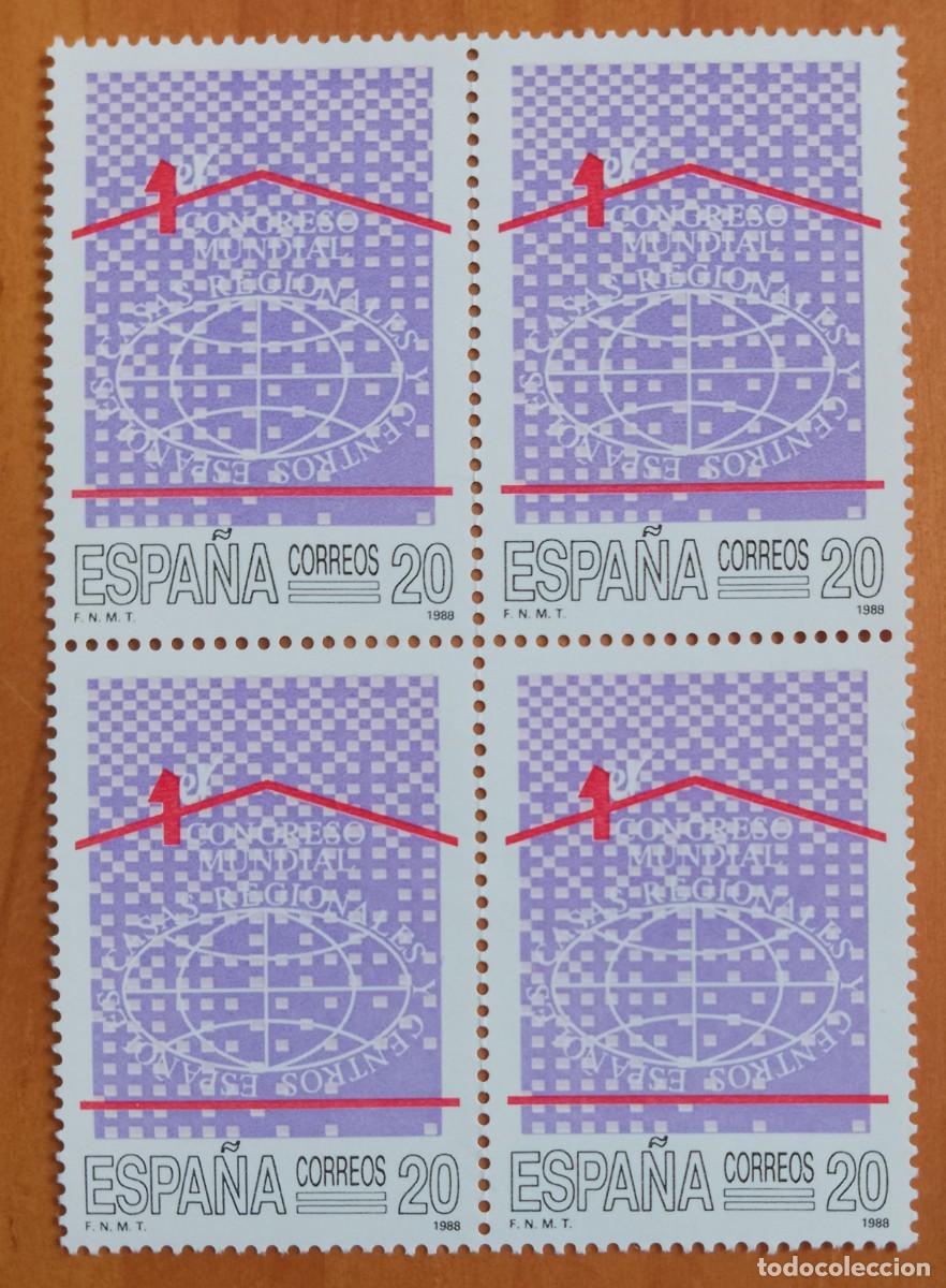 Sellos: ESPA&Ntilde;A - V/F 20 - TIRA NUEVA - A&Ntilde;O 1988 - EDIFIL 2959 - CONGRESO MUNDIAL DE CASAS REGIONALES