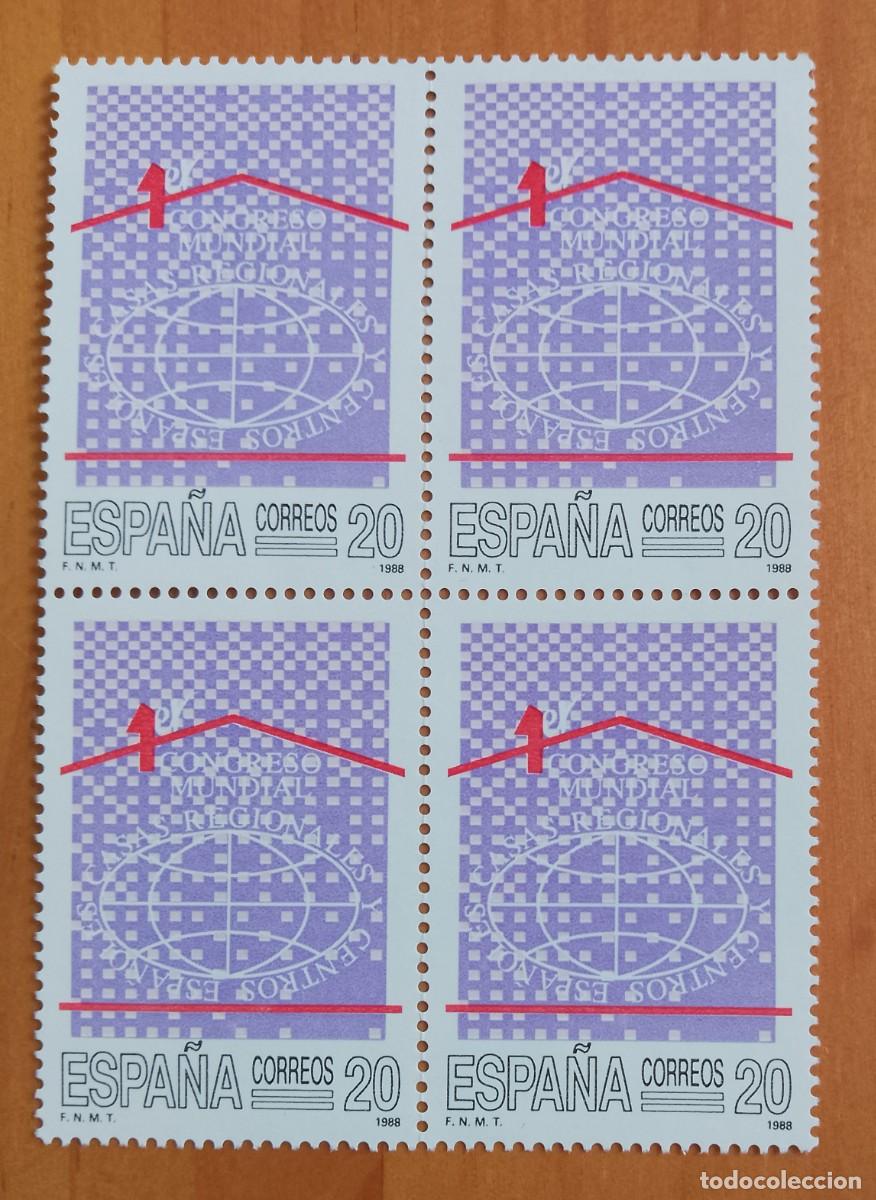 Sellos: ESPA&Ntilde;A - V/F 20 - TIRA NUEVA - A&Ntilde;O 1988 - EDIFIL 2959 - CONGRESO MUNDIAL DE CASAS REGIONALES
