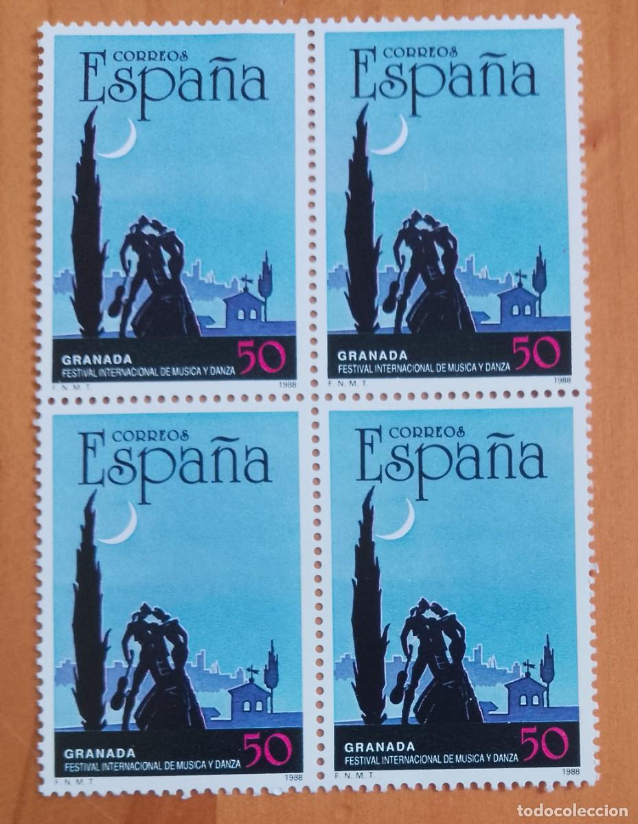 Sellos: ESPA&Ntilde;A - V/F 50 - TIRA NUEVA - A&Ntilde;O 1988 - EDIFIL 2952 - FESTIVAL INTERNACIONAL DE MUSICA Y DANZA