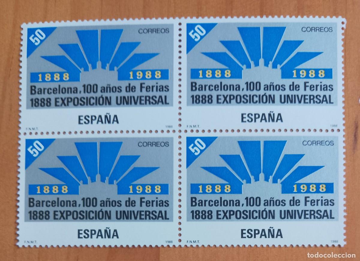 Sellos: ESPA&Ntilde;A - V/F 50 - TIRA NUEVA - A&Ntilde;O 1988 - BARCELONA, 100 A&Ntilde;OS DE FERIAS, EXPOSICI&Oacute;N UNIVERSAL