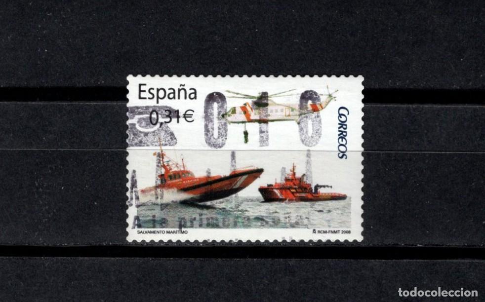 Sellos: Usado. Autoadhesivo. Salvamento Mar&iacute;timo. Helic&oacute;ptero, Buque.12 Marzo 2008. Edifil 4399.