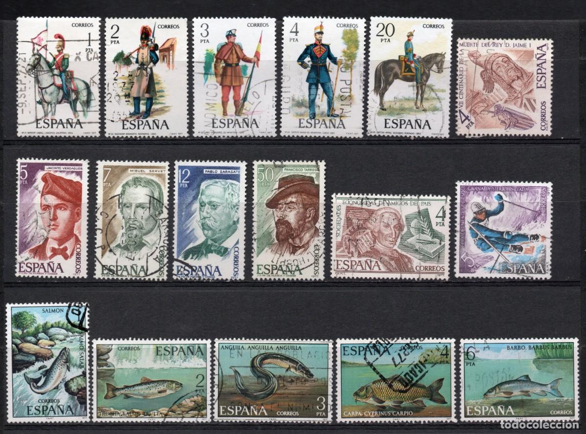 Selos: VARIAS SERIES COMPLETAS USADAS DE ESPA&Ntilde;A A&Ntilde;O 1.977 (4)