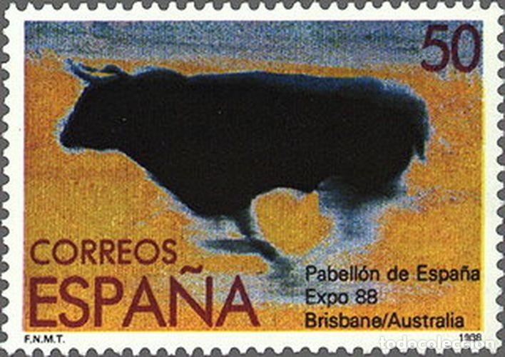 Francobolli: Espa&ntilde;a 1988 Edifil 2953 Sello ** Exposici&oacute;n mundial Brisbane Australia Toro en la playa Michel 2833