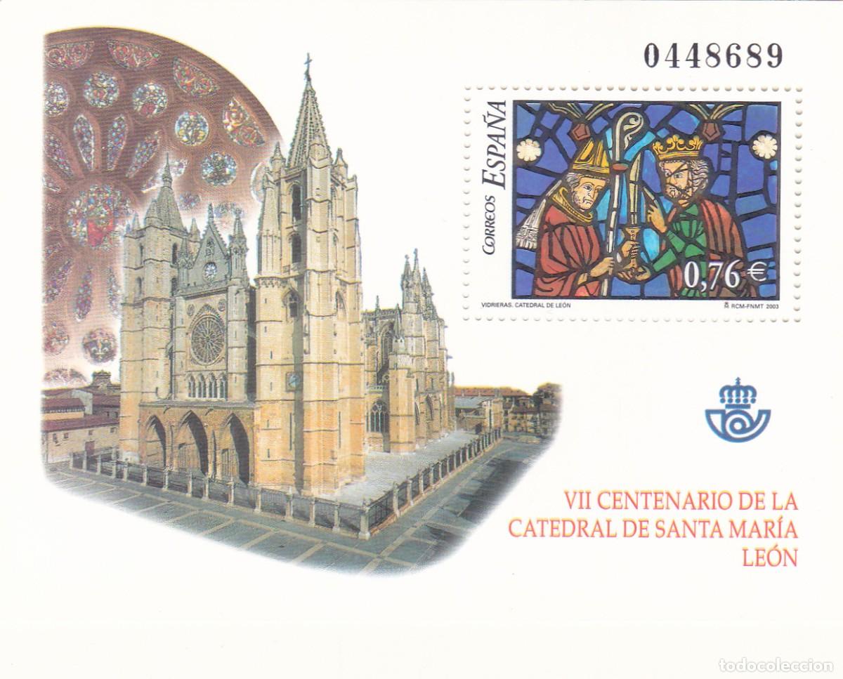 Sellos: SELLOS 2003 - Vidrieras Catedral de Santa Mar&iacute;a de Le&oacute;n - 4020 - hojita (NUEVOS)