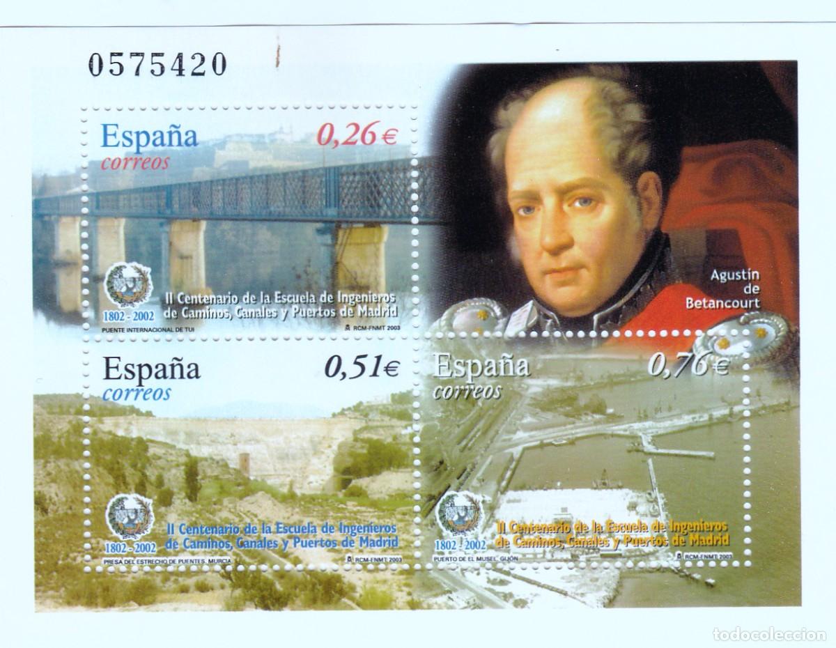 Sellos: SELLOS 2002 - II Centenario Esc. Ingenieros ,Caminos y Puertos Madrid- 3967 - hojita (NUEVOS)