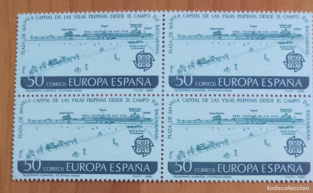 Sellos: ESPA&Ntilde;A - V/F 50 - TIRA NUEVA - A&Ntilde;O 1988 - EDIFIL 2950 - EUROPA, CEPT, TELEGRAFO ESPA&Ntilde;OL, FILIPINAS