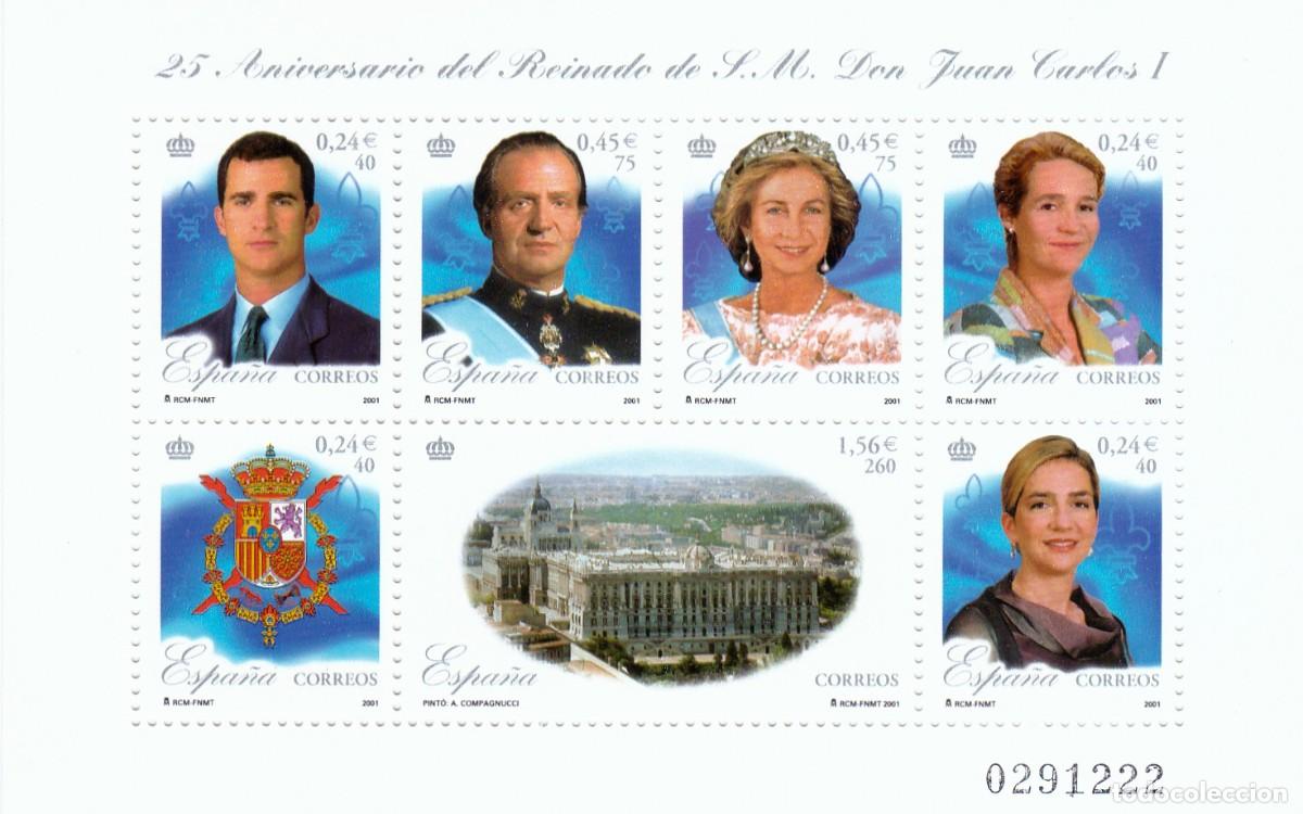 Sellos: SELLOS 2001 - 25 Aniversario del Reinado de S. M. Don Juan Carlos I- 3856 - hojita (NUEVOS)