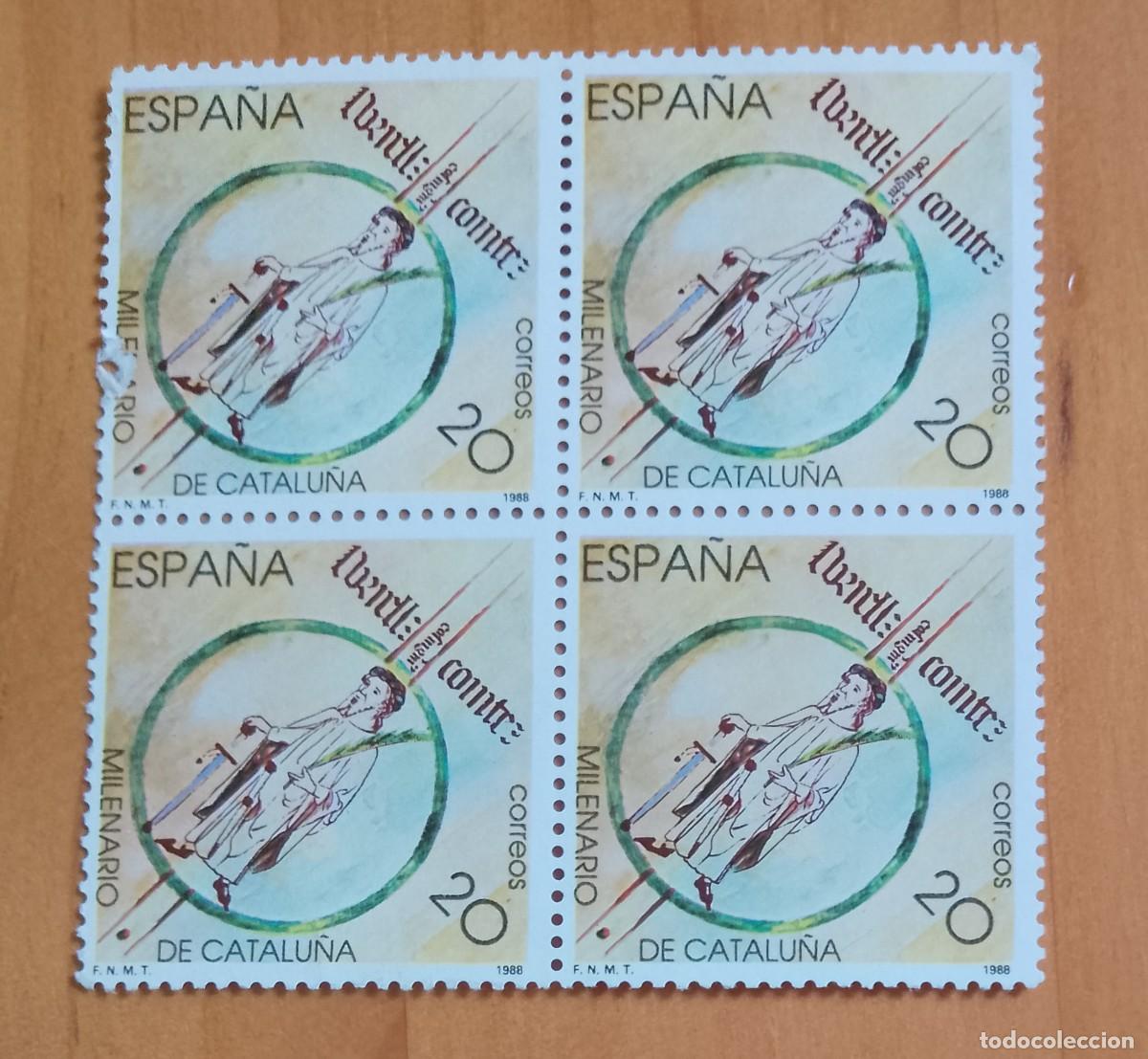 Sellos: ESPA&Ntilde;A - V/F 20 - TIRA NUEVA - A&Ntilde;O 1988 - EDIFIL 2960 - MILENARIO DE CATALU&Ntilde;A