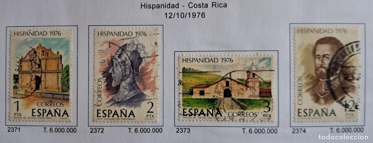 Sellos: serie completa sellos de Espa&ntilde;a usados, Hispanidad, Costa Rica, edifil 2371-74, a&ntilde;o 1976.