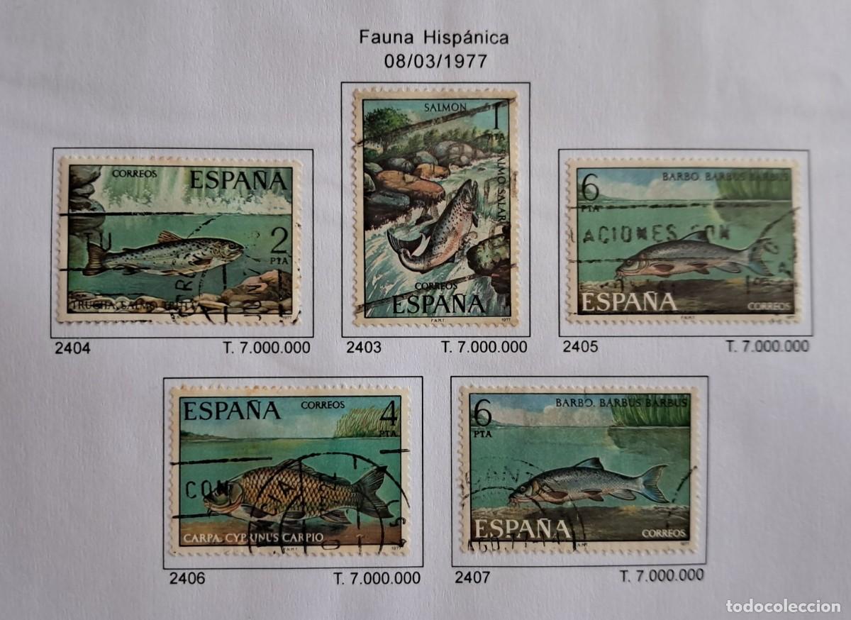 Sellos: serie completa sellos de Espa&ntilde;a usados, fauna hisp&aacute;nica, edifil 2403-2407, a&ntilde;o 1977