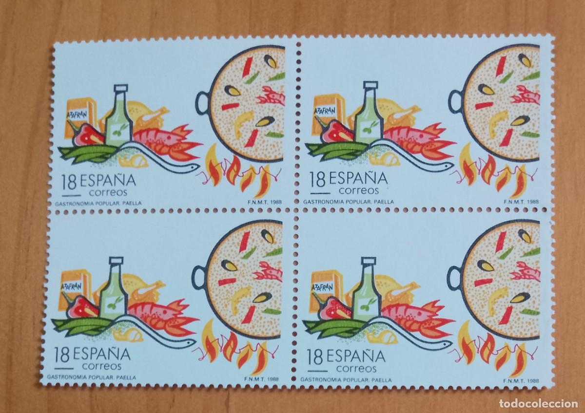 Sellos: ESPA&Ntilde;A - V/F 18 - TIRA NUEVA - A&Ntilde;O 1988 - EDIFIL 2935 - GASTRONOMIA POPULAR, PAELLA