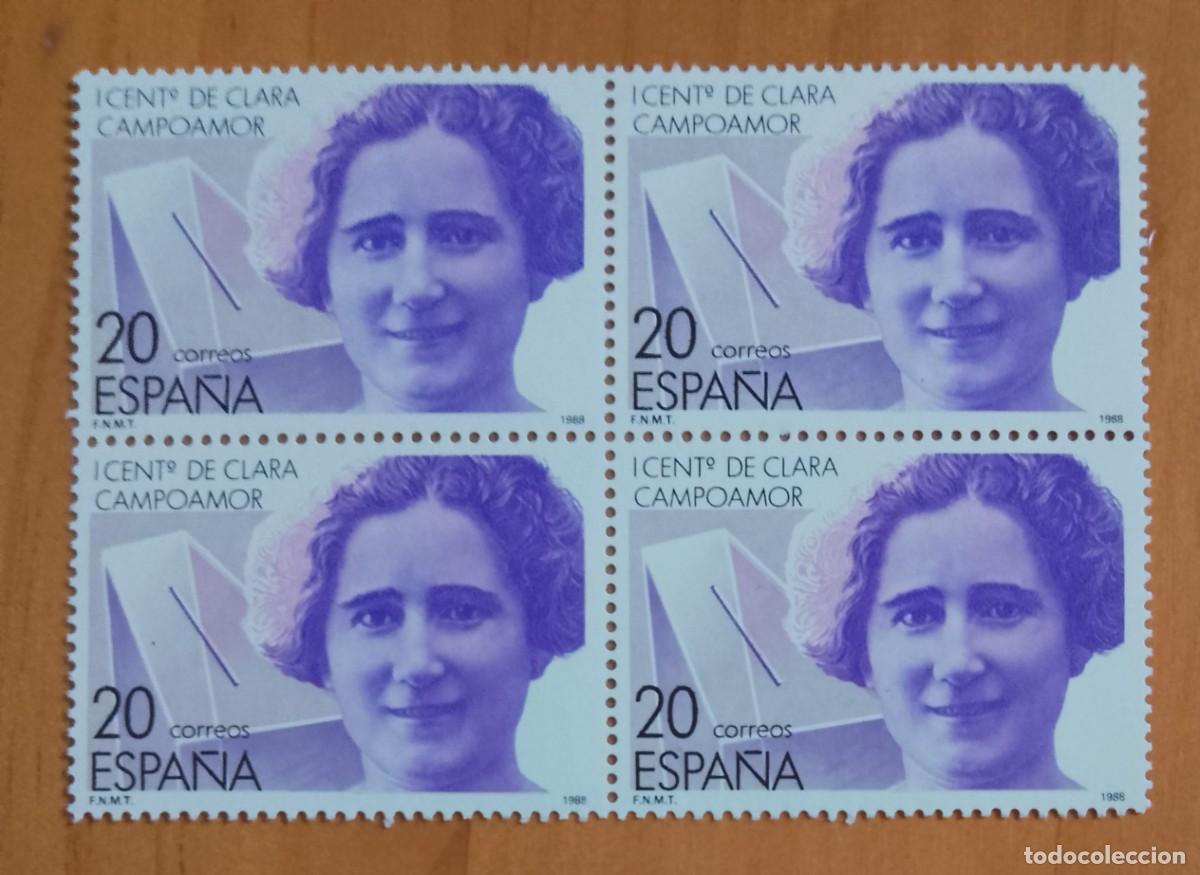 Sellos: ESPA&Ntilde;A - V/F 20 - TIRA NUEVA - A&Ntilde;O 1988 - EDIFIL 2929 - I CENTENARIO DE CLARA CAMPOAMOR