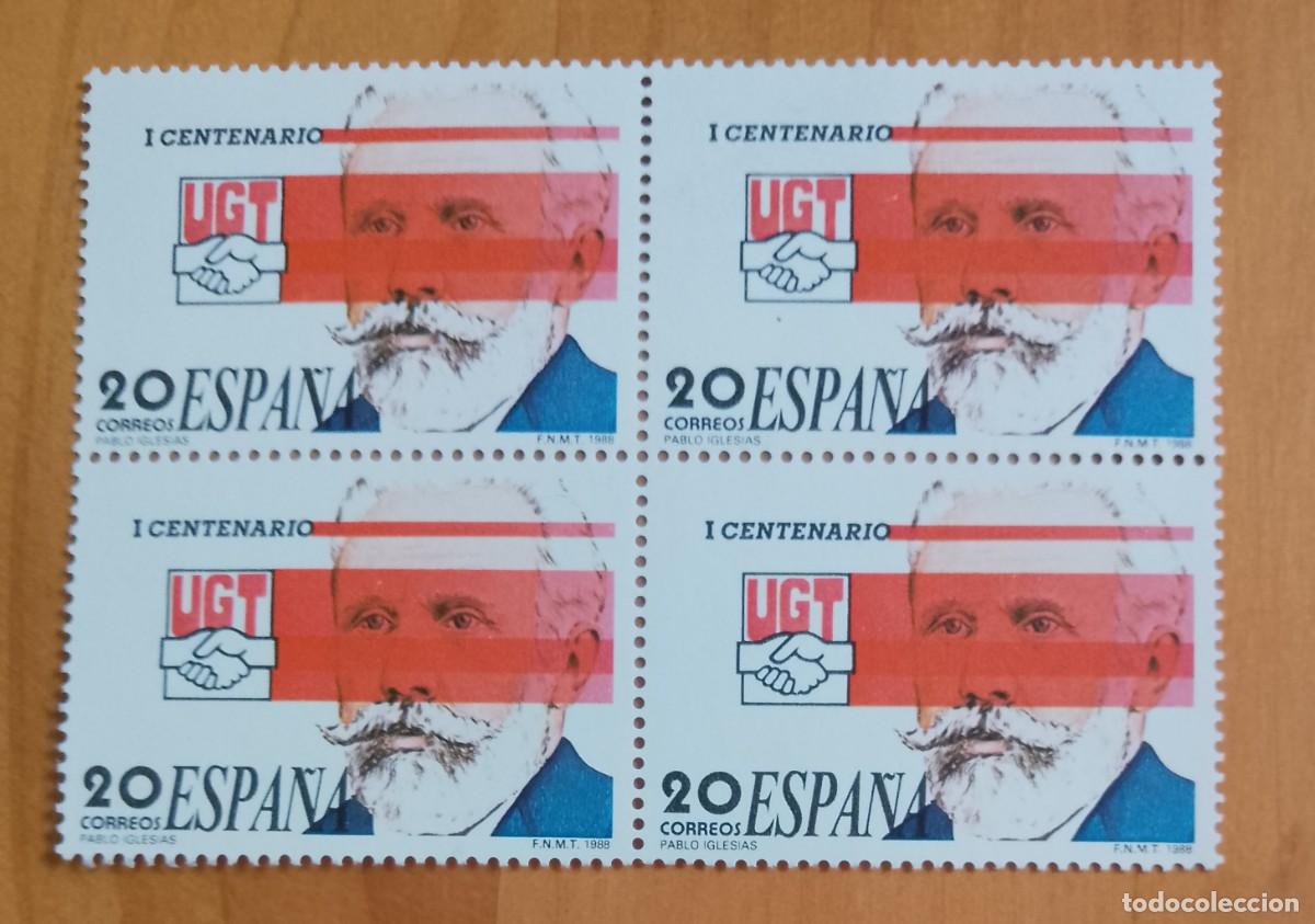 Sellos: ESPA&Ntilde;A - V/F 20 - TIRA NUEVA - A&Ntilde;O 1988 - EDIFIL 2948 - I CENTENARIO UGT, PABLO IGLESIAS