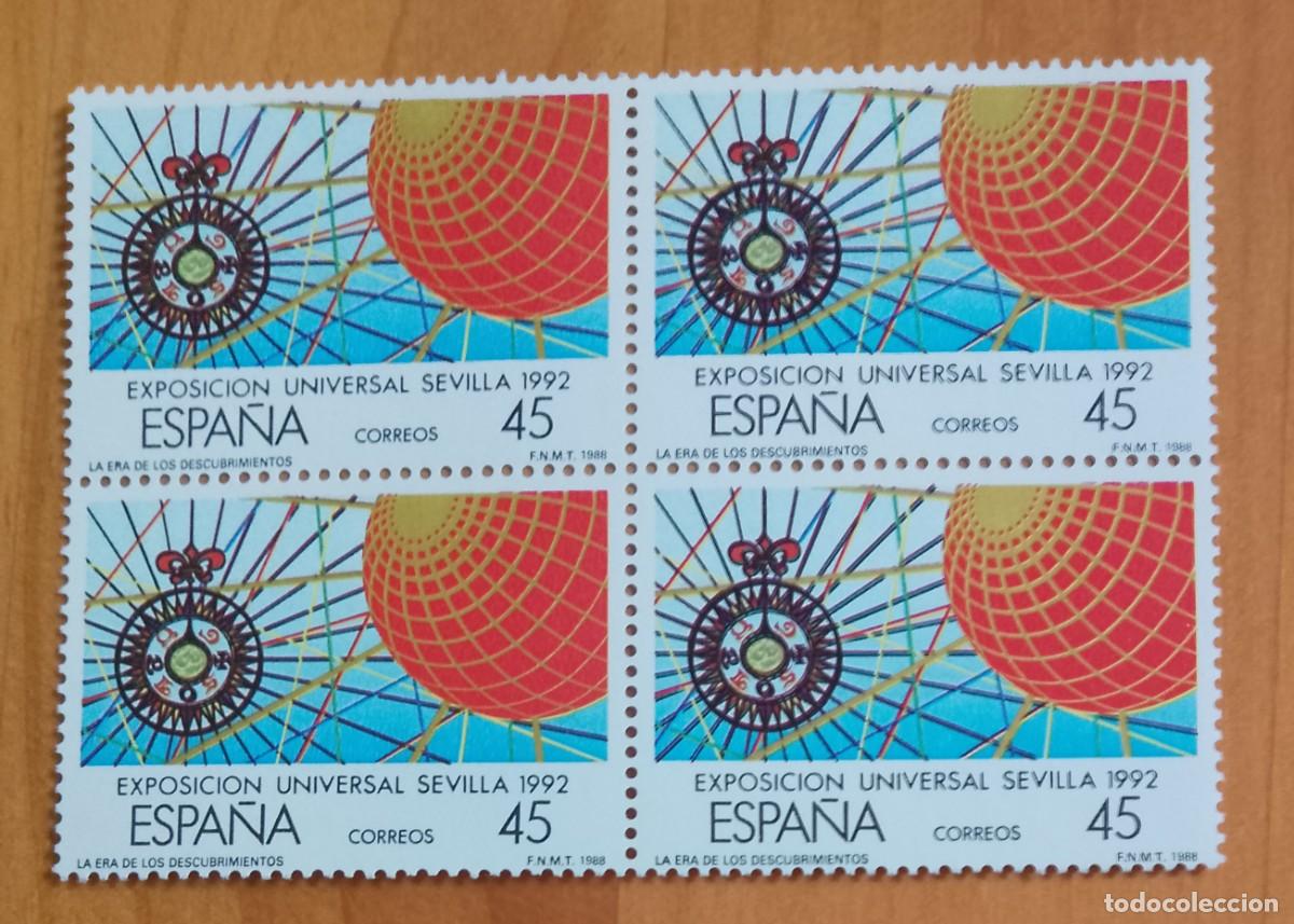 Sellos: ESPA&Ntilde;A - V/F 45 PTA - TIRA NUEVA - A&Ntilde;O 1988 - EDIFIL 2940 - EXPOSICION UNIVERSAL, SEVILLA 1992