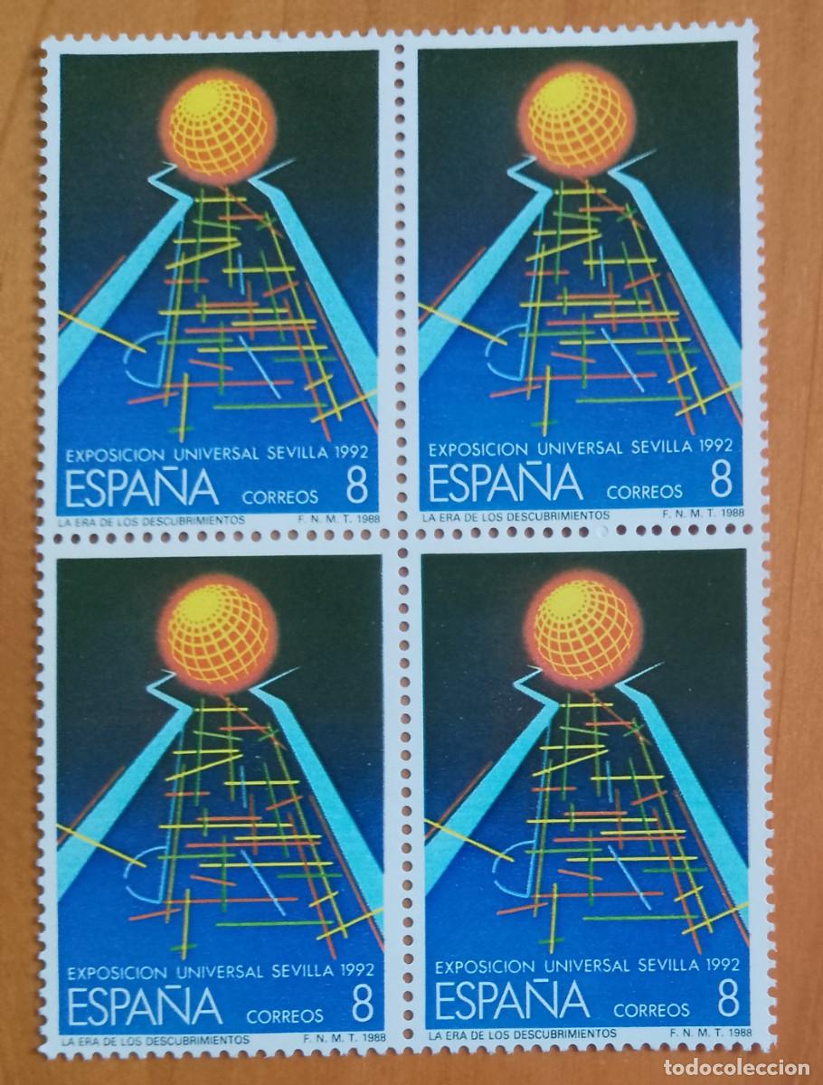 Sellos: ESPA&Ntilde;A - V/F 8 - TIRA NUEVA - A&Ntilde;O 1988 - EDIFIL 2939 - EXPOSICION UNIVERSAL SEVILLA 1992