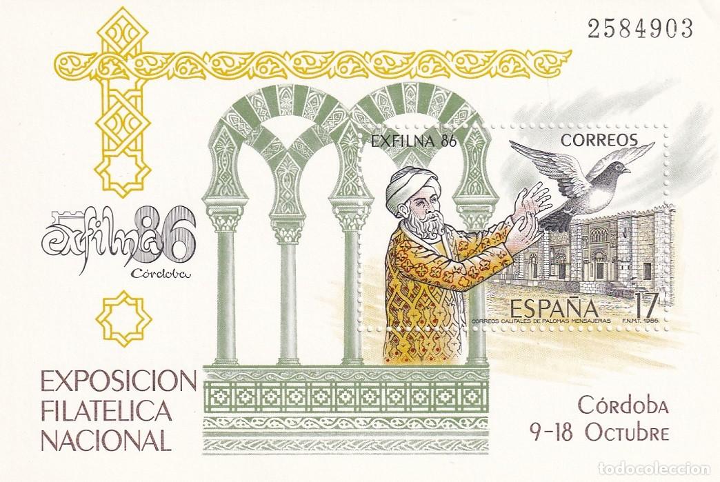 Sellos: HB Hojita Bloque Edifil N&ordm; 2859 - Exfilna 86 - Correos califales de palomas mensajeras - 1986 Exposi