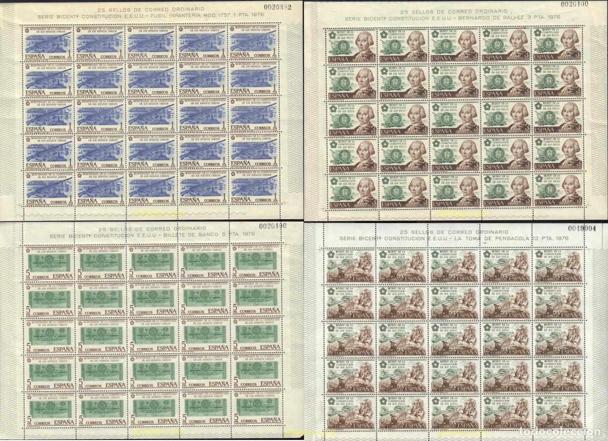 Sellos: 373478 MNH ESPA&Ntilde;A 1976 BICENTENARIO DE LA CONSTITUCION DE LOS ESTADOS UNIDOS