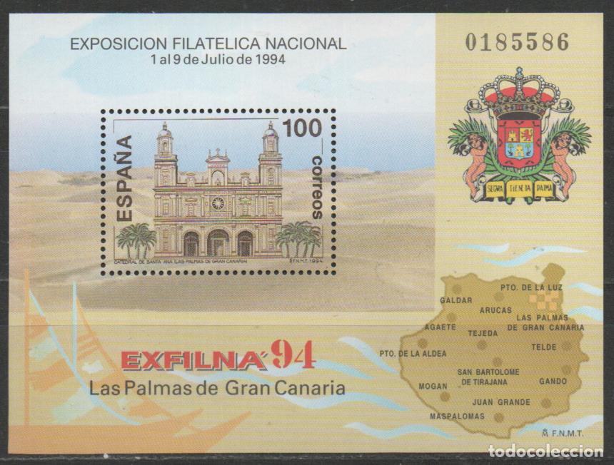 Sellos: EDIFIL 3313. EXFILNA 94, LAS PALMAS DE GRAN CANARIA, NUEVO ** EN HOJA BLOQUE