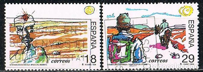 Sellos: EDIFIL N&ordm; 3303/4, LITERATURA ESPA&Ntilde;OLA: LA FAMILIA DE PASCUAL DUARTE Y VIAJE A LA ALCARRI USADO SERIE