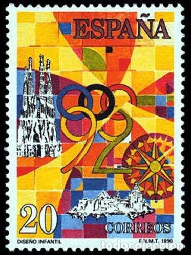 Sellos: Espa&ntilde;a 1990 Edifil 3047 Sello ** Dise&ntilde;o Infantil Mirando hacia el 92 Michel 2926 Yvert 2661 Timbre