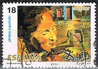 Sellos: EDIFIL 3290, DALI, RETRATO DE GALA CON DOS COSTILLAS DE CORDERO, USADO