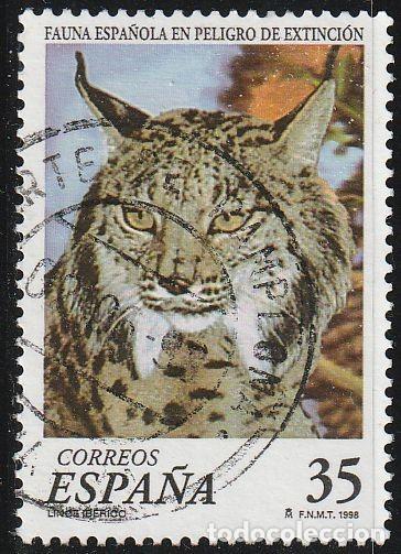Stamps: Espa&ntilde;a 1998 Edifil 3529 Sello &ordm; Fauna en Peligro de Extinci&oacute;n Lince Iberico (Linx Pardina)