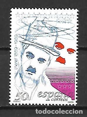 Sellos: Charles Chaplin &rdquo;CHARLOT&rdquo;, actor. Espa&ntilde;a, sello emit. 19-9-1989