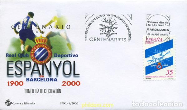 Stamps: 250314 MNH ESPA&Ntilde;A 2000 CENTENARIO DEL R.C.D. ESPA&Ntilde;OL DE BARCELONA