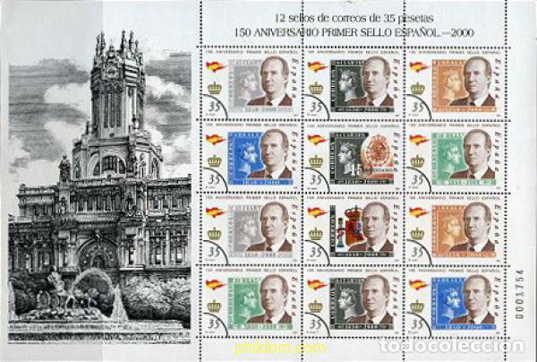 Stamps: 7133 MNH ESPA&Ntilde;A 2000 150 ANIVERSARIO DEL PRIMER SELLO ESPA&Ntilde;OL