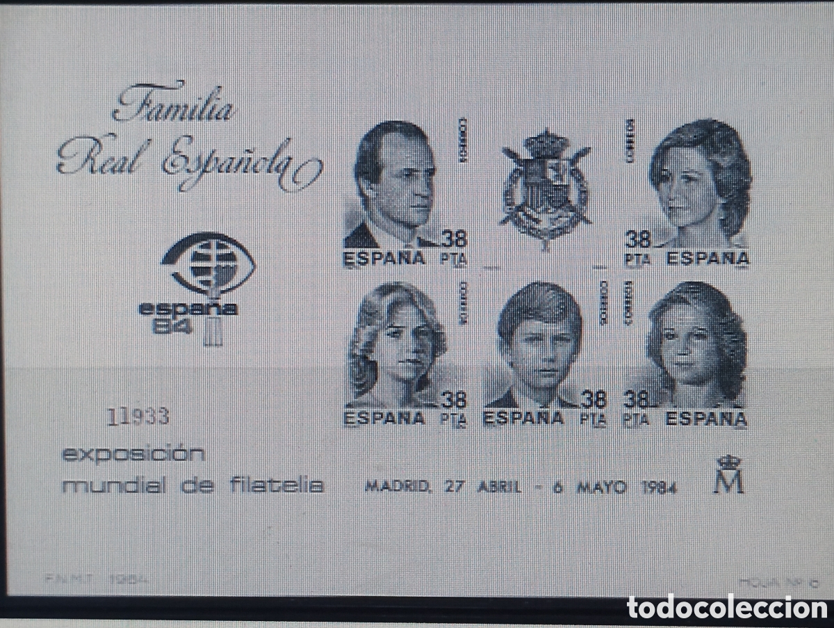 Francobolli: SELLOS ESPA&Ntilde;A MNH 1984 PRUEBA DE LUJO NUM. 6 HOJITA SIN DENTAR EXPOFIL ESPA&Ntilde;A 84. FAMILIA REAL ESPA&Ntilde;