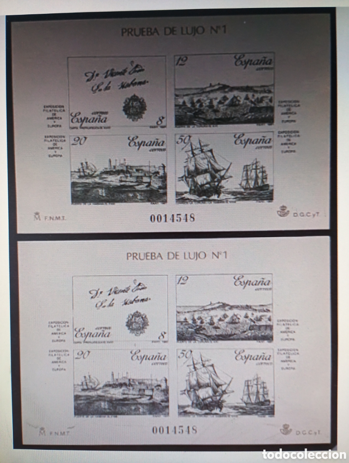 Sellos: SELLOS ESPA&Ntilde;A MNH 1987 PRUEBAS LUJO NUM. 12/13 EXPOSICI&Oacute;N AM&Eacute;RICA ESPA&Ntilde;A ESPAMER 87 LA CORU&Ntilde;A