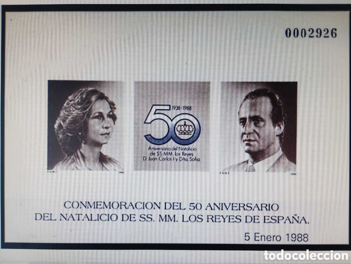 Sellos: SELLOS ESPA&Ntilde;A MNH 1988 PRUEBA DE LUJO NUM 15 50 ANIVERSARIO NATALICIO REYES DE ESPA&Ntilde;A