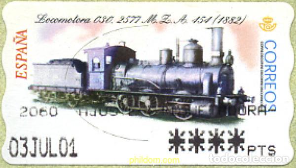 Sellos: 273466 MNH ESPA&Ntilde;A 2001 LOCOMOTORA DE VAPOR