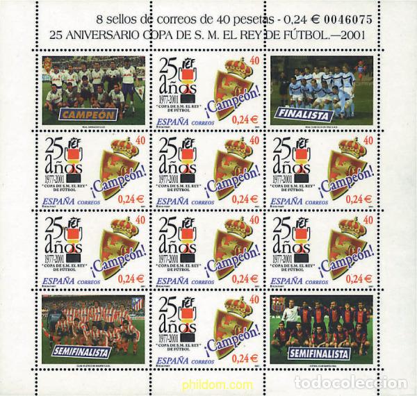 Sellos: 12526 MNH ESPA&Ntilde;A 2001 25 ANIVERSARIO DE LA COPA DEL REY DE FUTBOL
