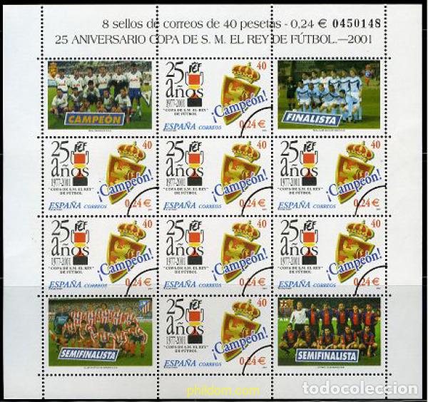 Francobolli: 208323 MNH ESPA&Ntilde;A 2001 25 ANIVERSARIO DE LA COPA DEL REY DE FUTBOL