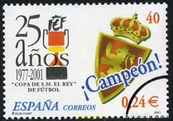 Sellos: 208324 MNH ESPA&Ntilde;A 2001 25 ANIVERSARIO DE LA COPA DEL REY DE FUTBOL