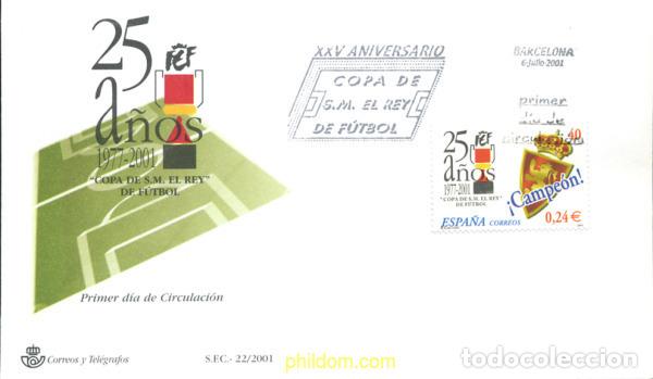 Sellos: 244653 MNH ESPA&Ntilde;A 2001 25 ANIVERSARIO DE LA COPA DEL REY DE FUTBOL