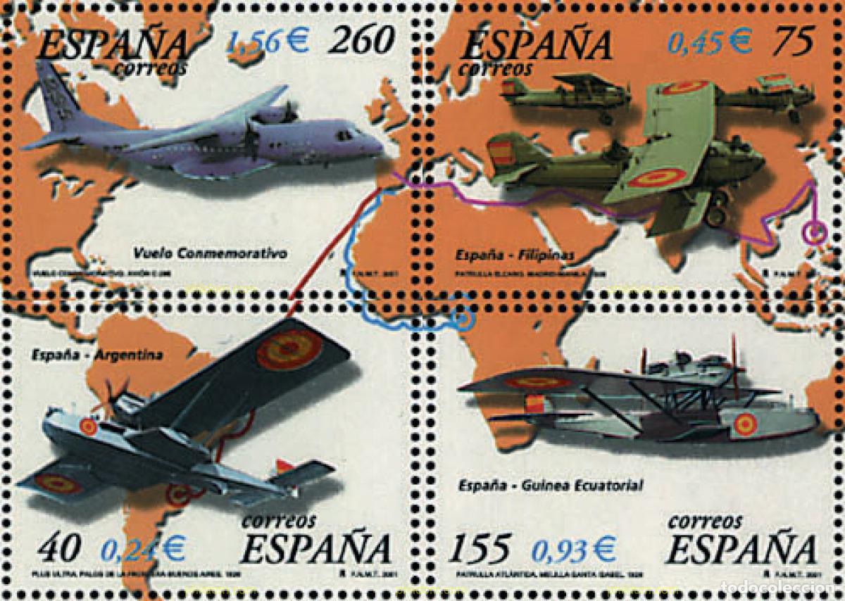 Sellos: 4051 MNH ESPA&Ntilde;A 2001 75 ANIVERSARIO DE LOS PRIMEROS VUELOS DE LA AVIACION ESPA&Ntilde;OLA