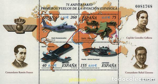 Sellos: 85676 MNH ESPA&Ntilde;A 2001 75 ANIVERSARIO DE LOS PRIMEROS VUELOS DE LA AVIACION ESPA&Ntilde;OLA