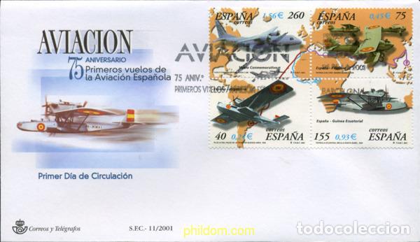 Sellos: 250287 MNH ESPA&Ntilde;A 2001 75 ANIVERSARIO DE LOS PRIMEROS VUELOS DE LA AVIACION ESPA&Ntilde;OLA