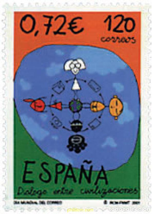 Sellos: 83086 MNH ESPA&Ntilde;A 2001 DIA MUNDIAL DEL CORREO. DIALOGO ENTRE CIVILIZACIONES