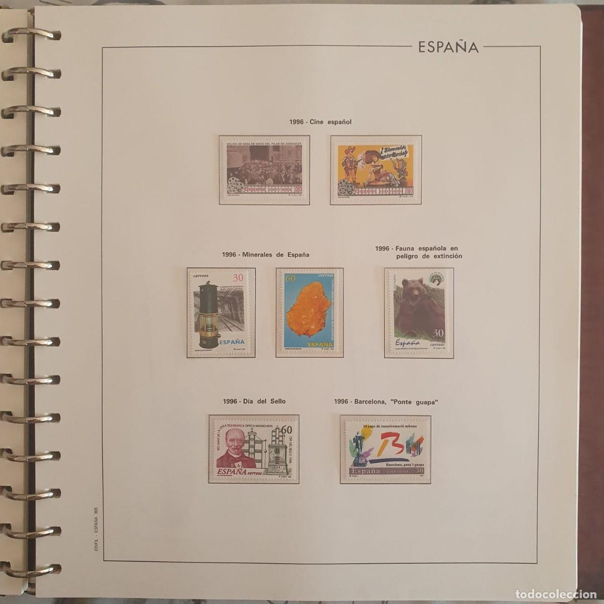Sellos: A&Ntilde;O COMPLETO ESPA&Ntilde;A 1996 MONTADO HOJAS EDIFIL 3406 ** a 3464 **