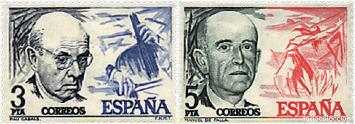 Selos: 116030 MNH ESPA&Ntilde;A 1976 CENTENARIO DEL NACIMIENTO DE PAU CASALS Y MANUEL DE FALLA