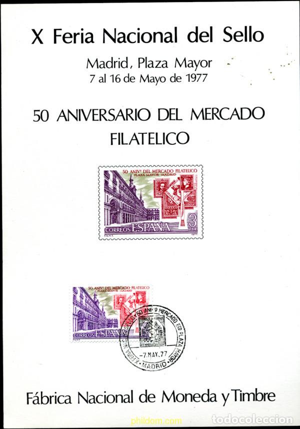 Selos: 272413 MNH ESPA&Ntilde;A 1977 50 ANIVERSARIO DEL MERCADO FILATELICO DE LA PLAZA MAYOR DE MADRID