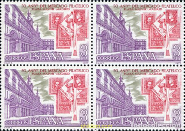 Selos: 324015 MNH ESPA&Ntilde;A 1977 50 ANIVERSARIO DEL MERCADO FILATELICO DE LA PLAZA MAYOR DE MADRID