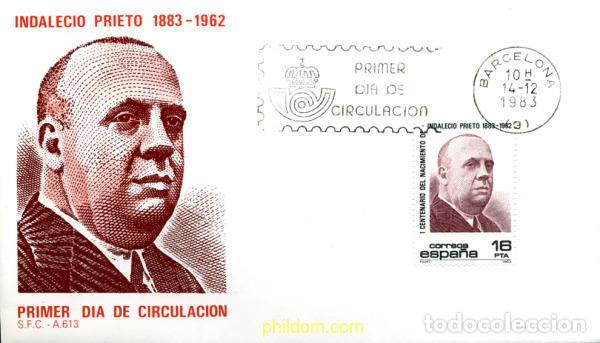 Sellos: 261372 MNH ESPA&Ntilde;A 1983 CENTENARIO DEL NACIMIENTO DE INDALECIO PRIETO TUERO