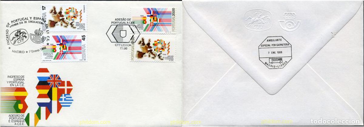 Timbres: 211899 MNH ESPA&Ntilde;A 1986 INGRESO DE ESPA&Ntilde;A Y PORTUGAL A LA COMUNIDAD EUROPEA