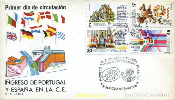 Timbres: 281610 MNH ESPA&Ntilde;A 1986 INGRESO DE ESPA&Ntilde;A Y PORTUGAL A LA COMUNIDAD EUROPEA