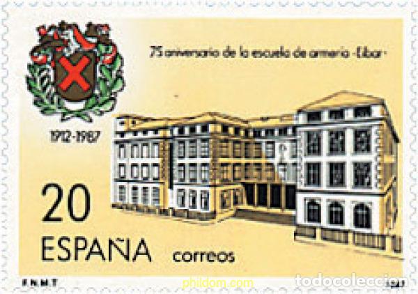 Sellos: 85643 MNH ESPA&Ntilde;A 1987 75 ANIVERSARIO DE LA FUNDACION DE LA ESCUELA DE ARMERIA DE EIBAR